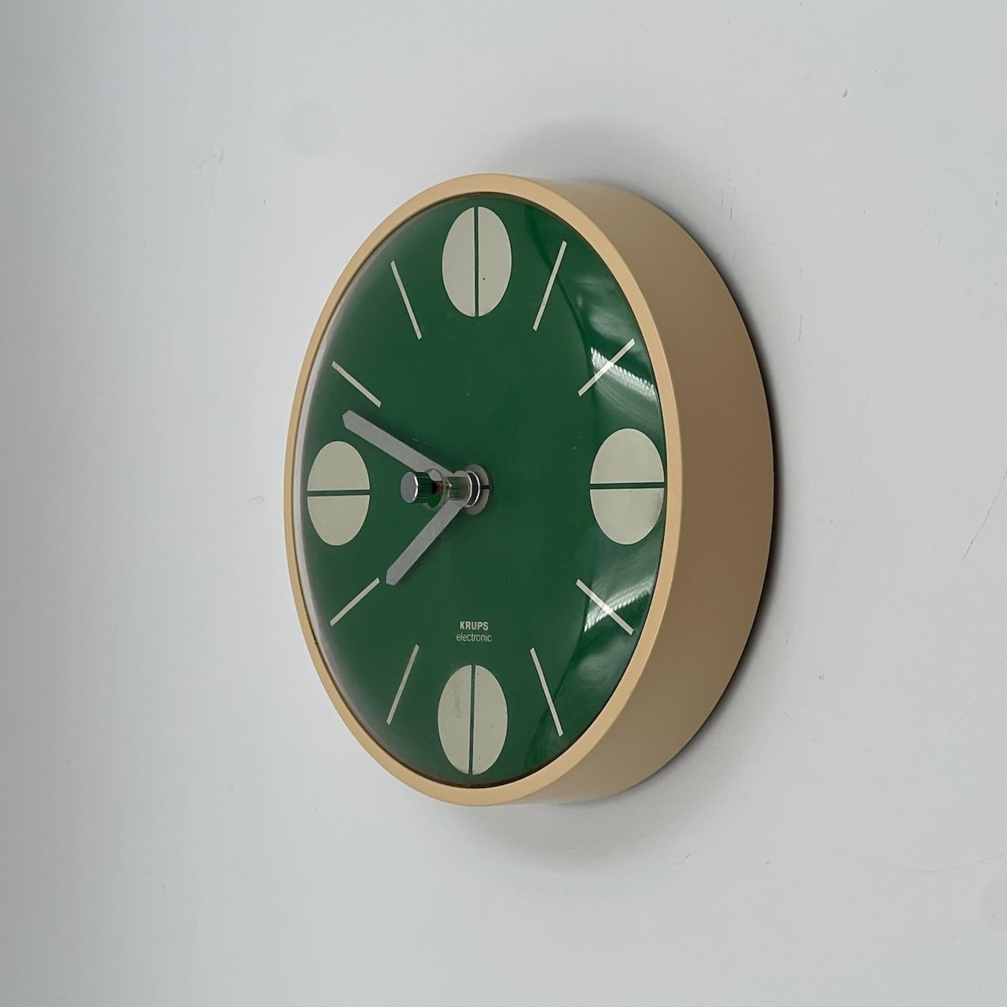 Late 20th Century Krups Germany Retro Green Wall Clock - Iconic 70s Space Age Design