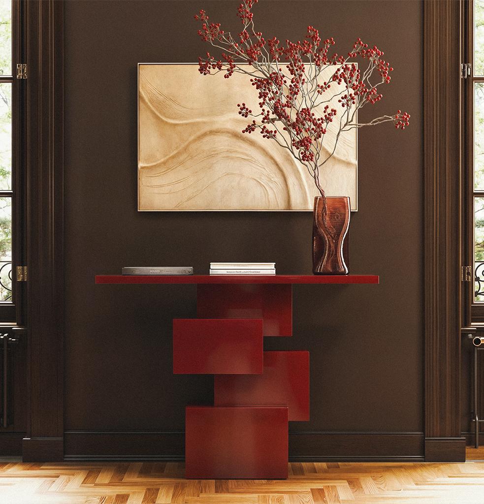 Mid-Century Modern Kruz Console Table Red by Hermhaus For Sale