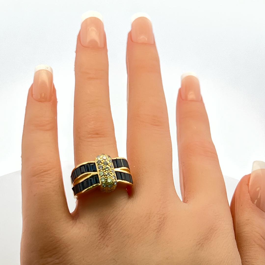 Anello da cocktail Krypell con zaffiro da 1,50 carati e diamante rotondo da 0,66 carati 18K YG in vendita 5