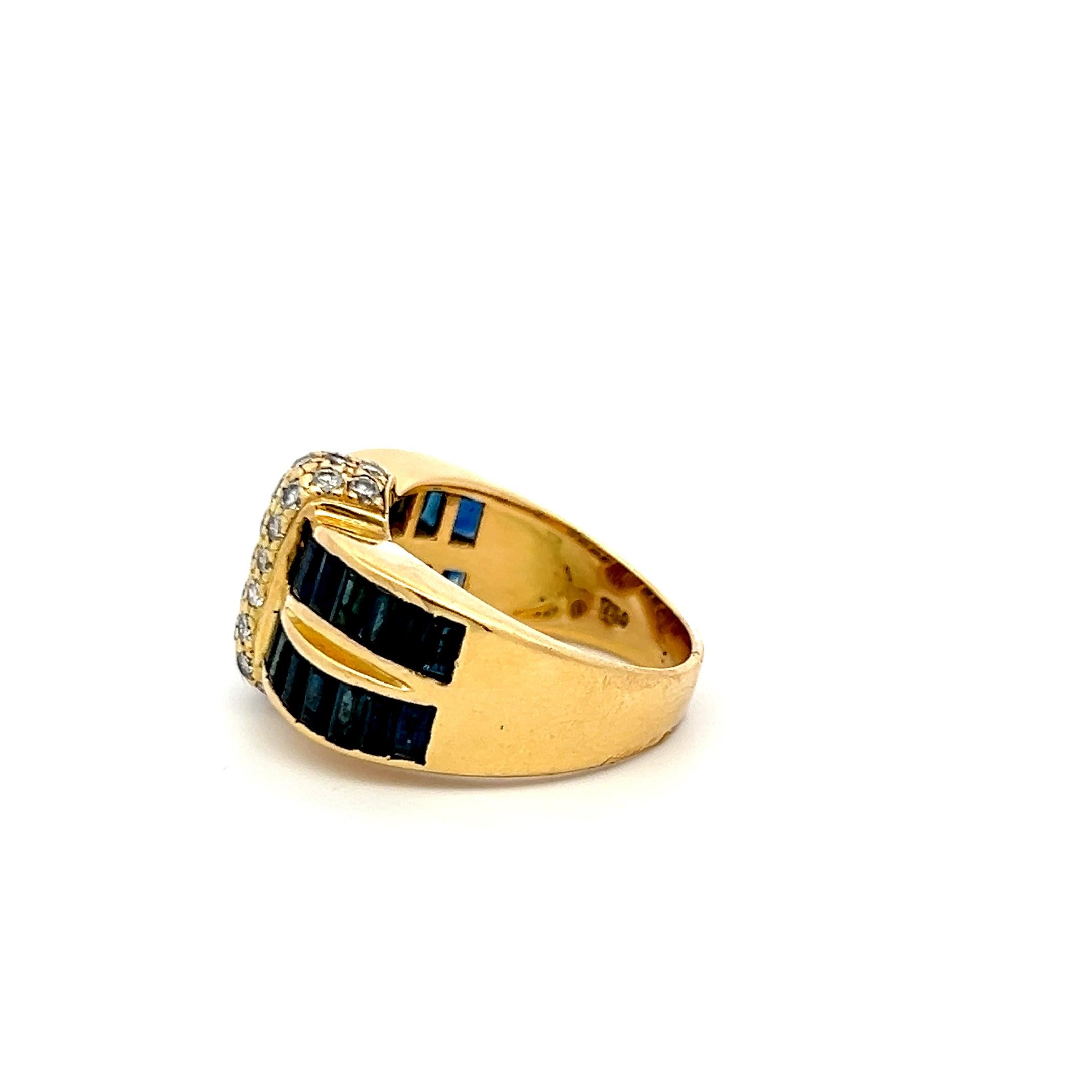 Anello da cocktail Krypell con zaffiro da 1,50 carati e diamante rotondo da 0,66 carati 18K YG In condizioni buone in vendita a New York, NY