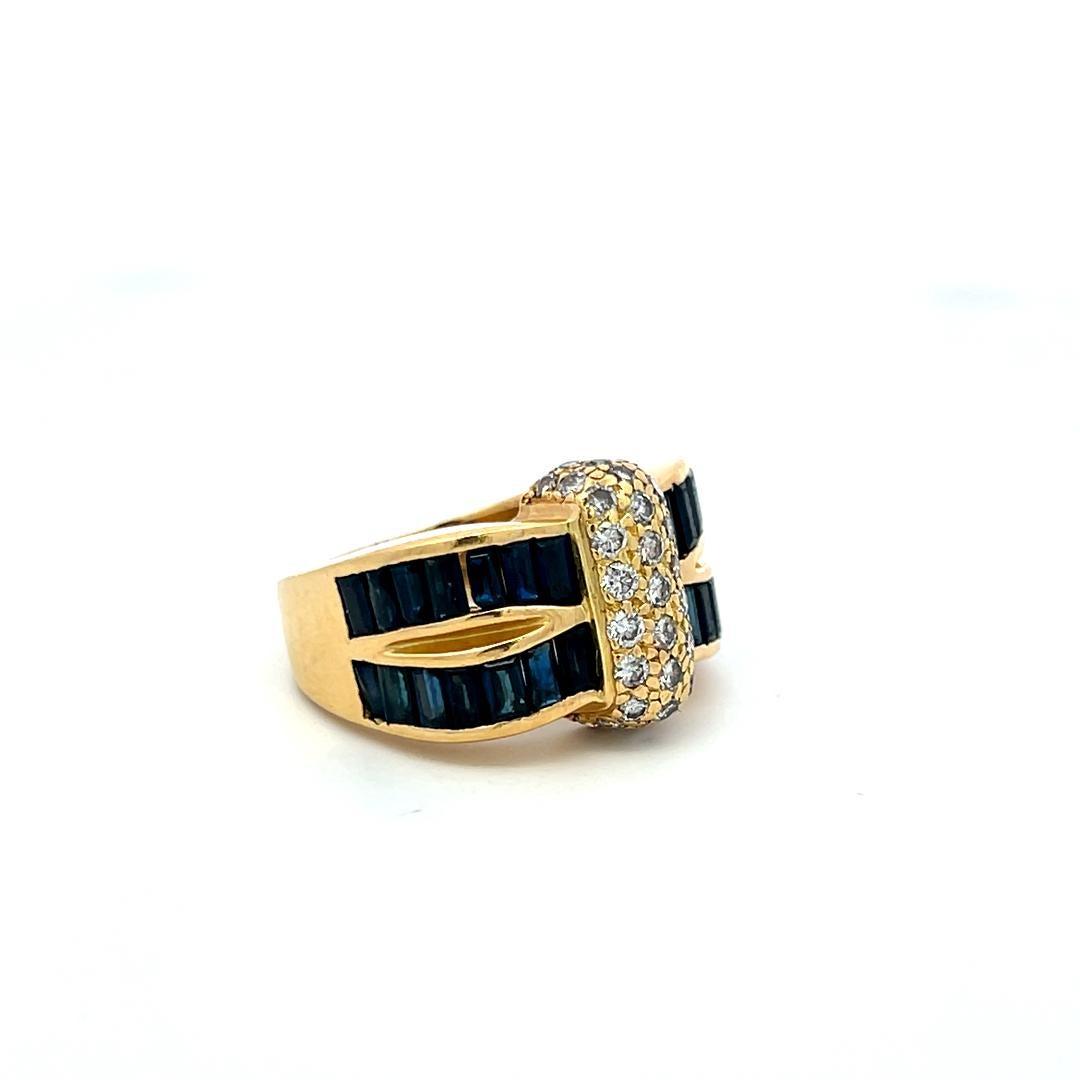 Anello da cocktail Krypell con zaffiro da 1,50 carati e diamante rotondo da 0,66 carati 18K YG in vendita 2
