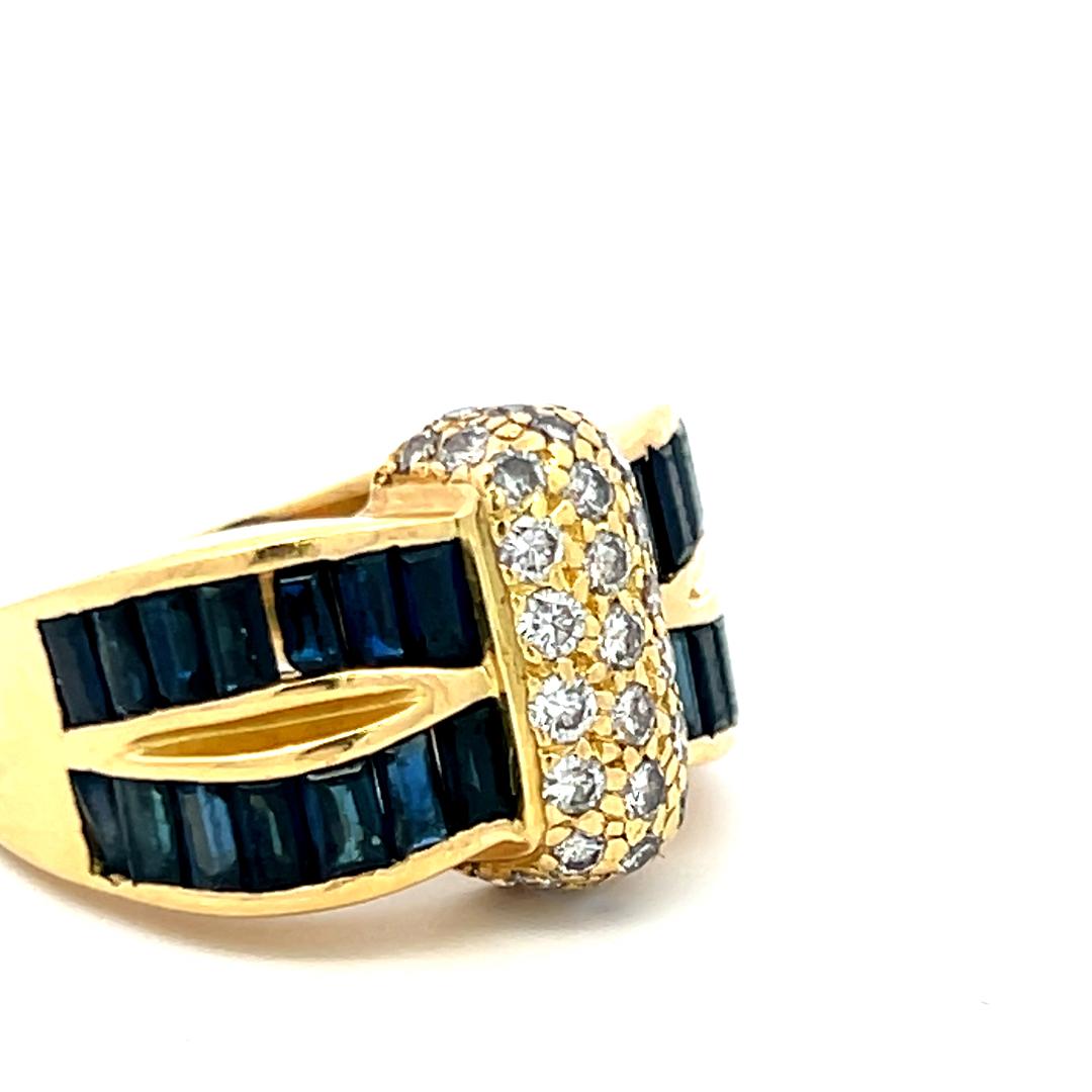 Anello da cocktail Krypell con zaffiro da 1,50 carati e diamante rotondo da 0,66 carati 18K YG in vendita 3