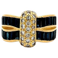 Anello da cocktail Krypell con zaffiro da 1,50 carati e diamante rotondo da 0,66 carati 18K YG