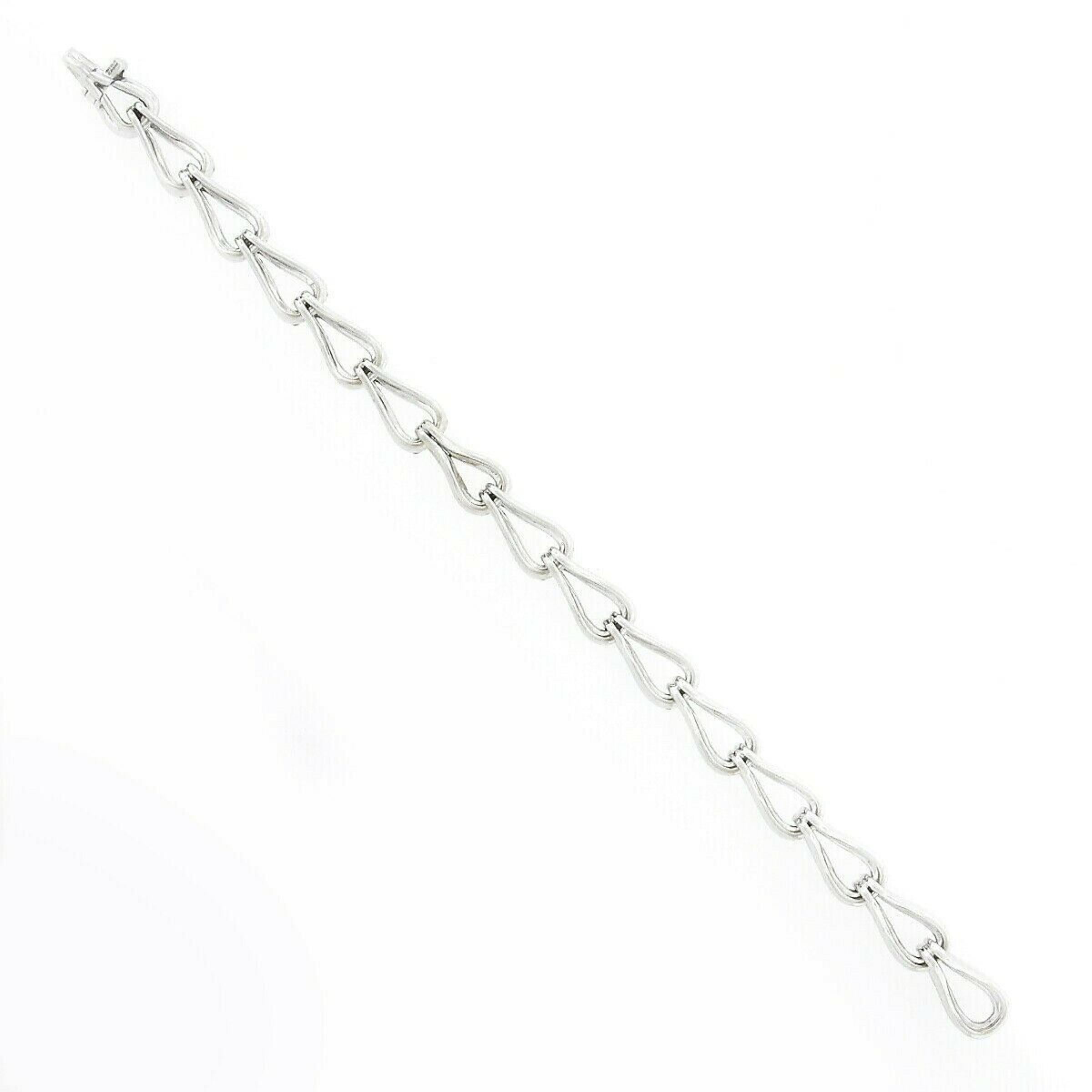 Women's or Men's Krypell 18k White Gold 2.58ctw Round Pave Diamond Hook Link Chain Bracelet