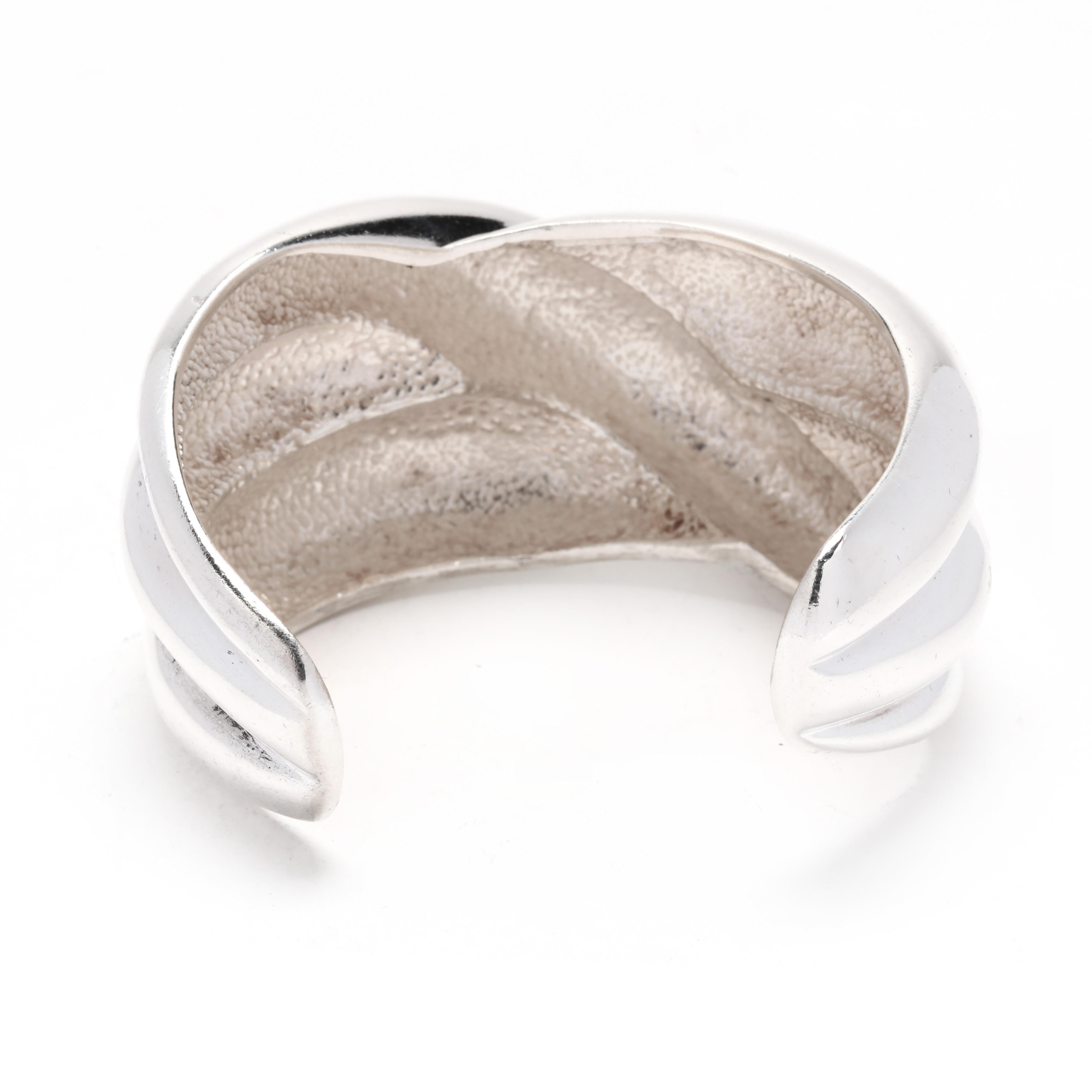 Women's or Men's Krypell Bold Crossover Cuff Bracelet, Sterling Silver, Wide Cuff