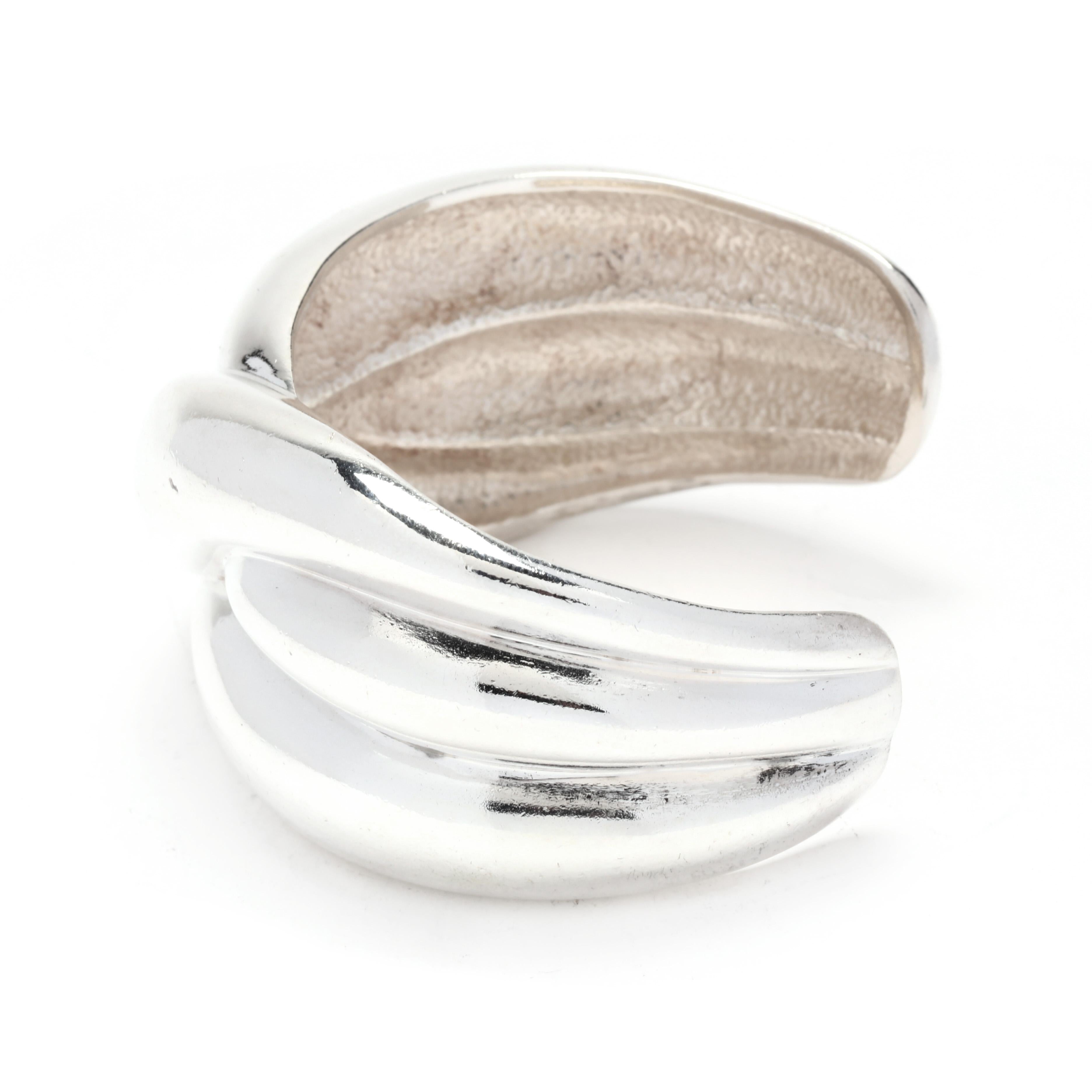 Krypell Bold Crossover Cuff Bracelet, Sterling Silver, Wide Cuff 1