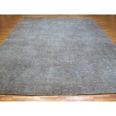 Krypton Gray Hand Knotted Wool Modern Grass Design Square Oriental Rug 12' x 12'