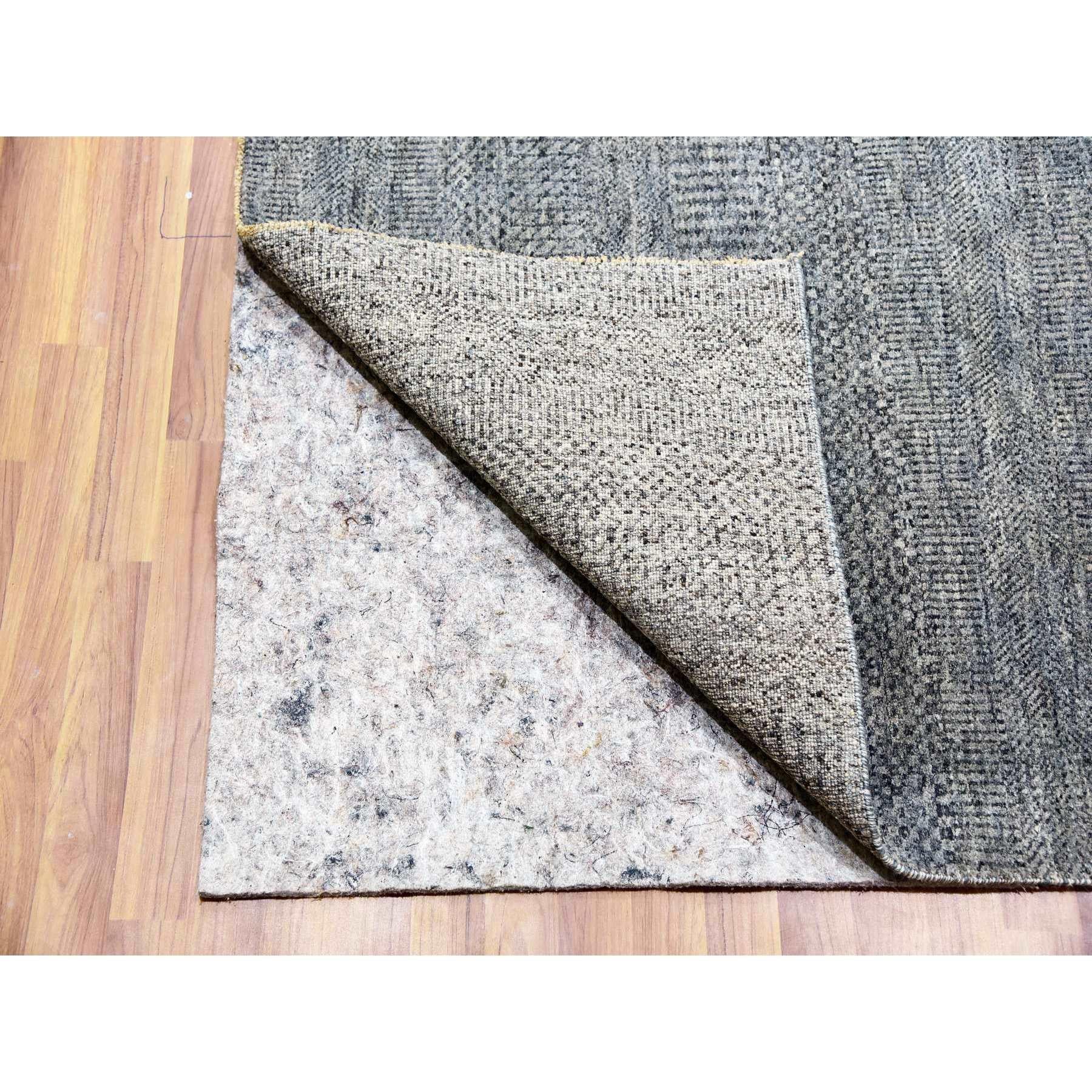 Indiano Krypton Gray, Tappeto Orientale Quadrato 12' x 12' in Lana Annodata a Mano dal Design Modern Grass in vendita
