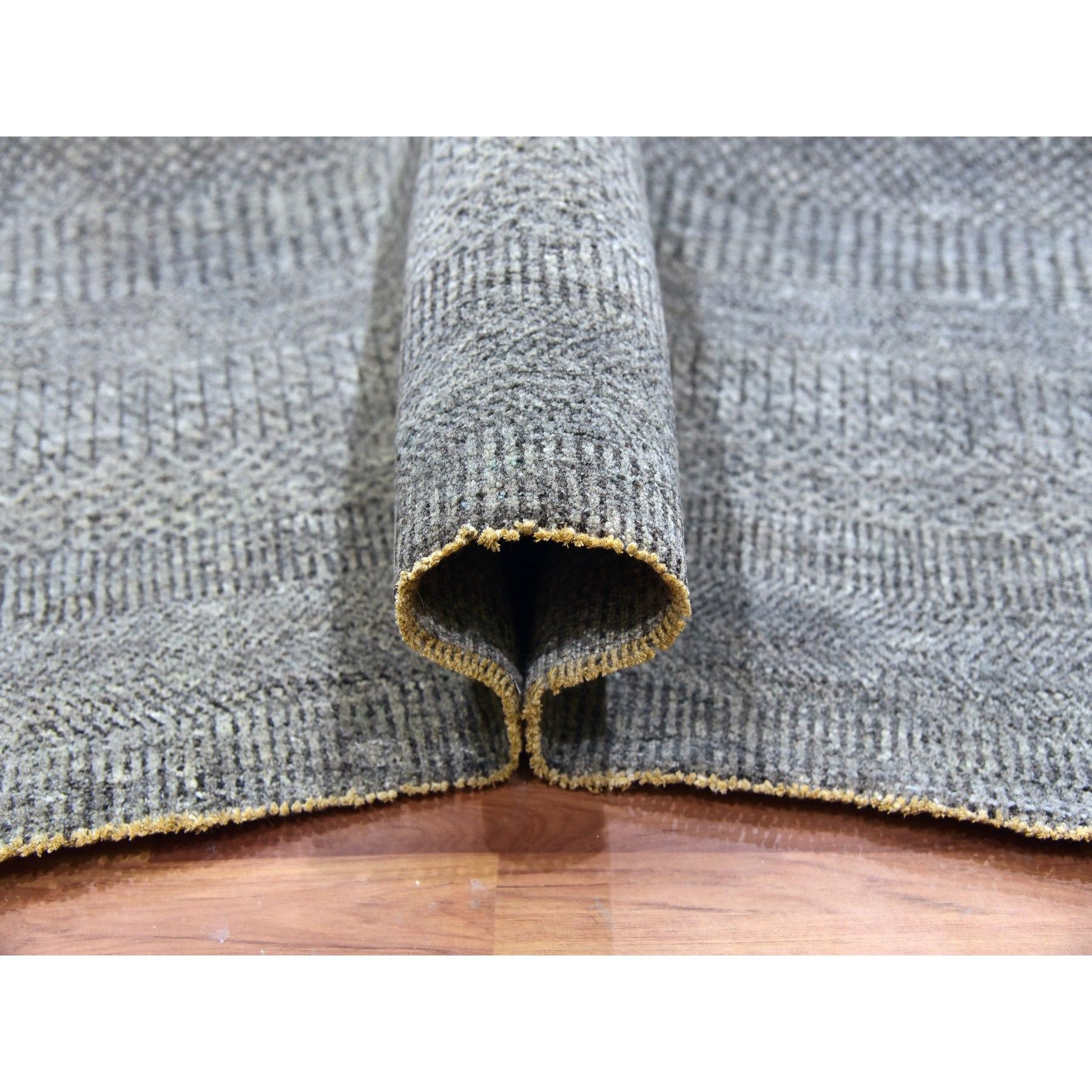Annodato a mano Krypton Gray, Tappeto Orientale Quadrato 12' x 12' in Lana Annodata a Mano dal Design Modern Grass in vendita