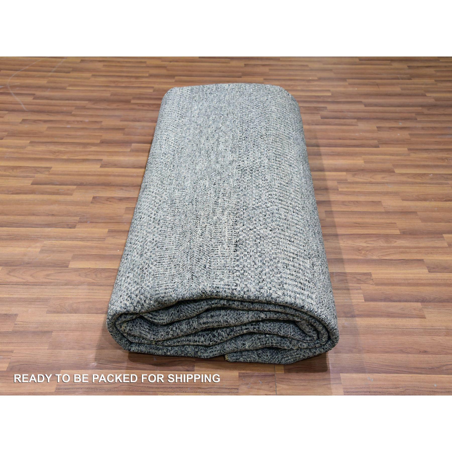 Krypton Gray, Tappeto Orientale Quadrato 12' x 12' in Lana Annodata a Mano dal Design Modern Grass in vendita 2