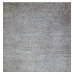 Krypton Gray, laine moderne nouée à la main, tapis oriental carré à motif de gazon 12' x 12'