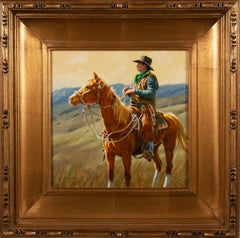 Can You See 'Em, Cowboy on Horseback, Oil Painting on Canvas, Western Art