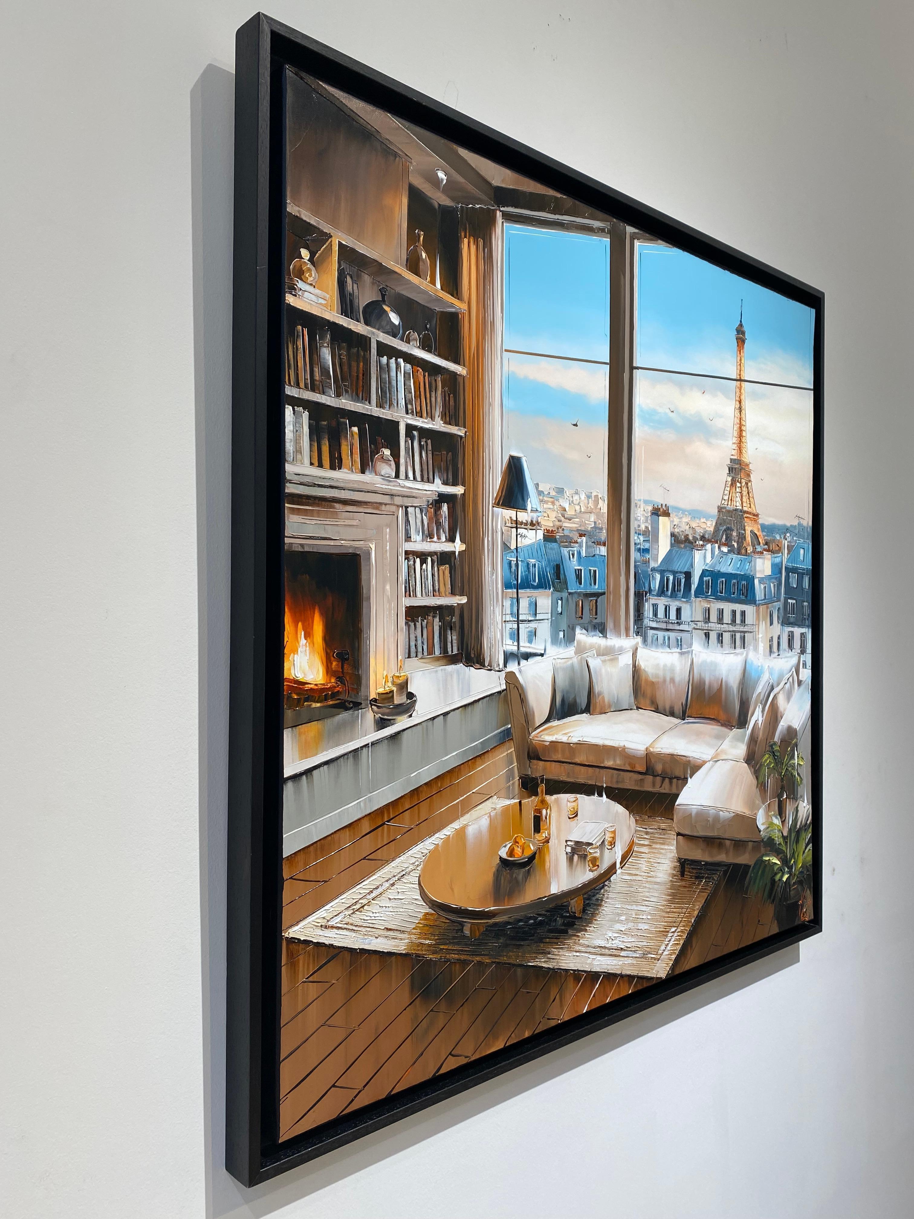 Au coin du feu - École française Painting par Krystoff Antier
