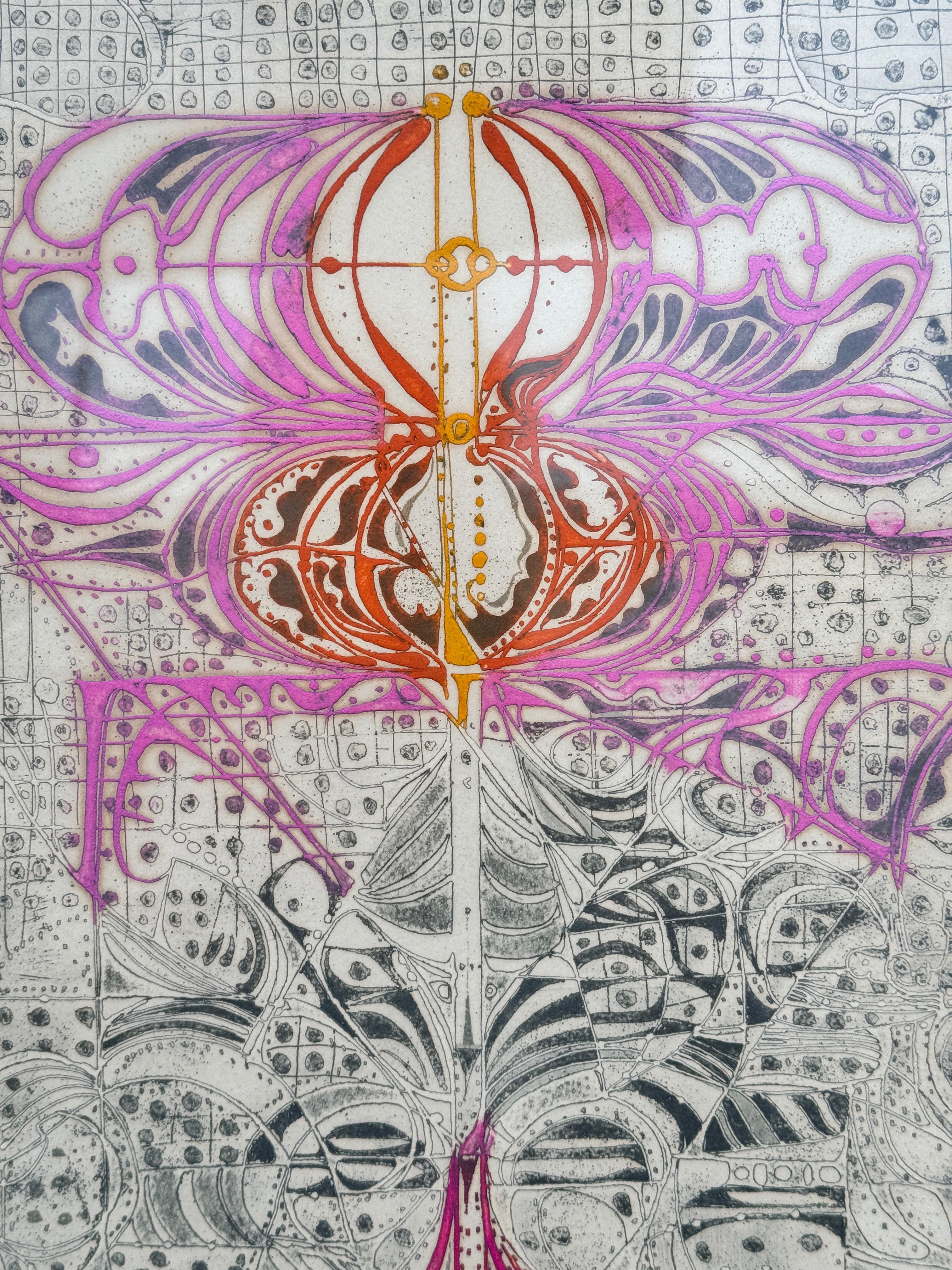 Lettre de Vienne
Artistics signé, daté, feuille de papier 30x22.5
Krystyna Smiechowska est née à  1935 Cracovie -2014 Paris France. La graveuse Krystyna Smiechowska puise son inspiration dans les cartes et inscriptions anciennes et les manuscrits