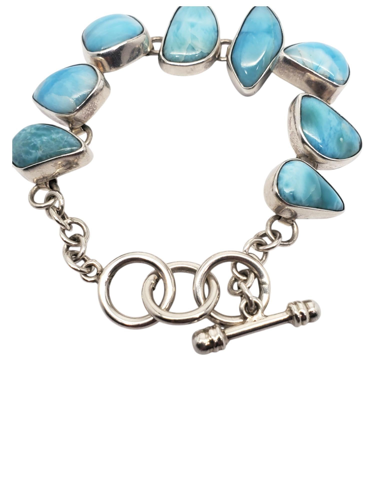 Donna Bracciale a catena Larimar in argento sterling di Krystyna # 20247 in vendita
