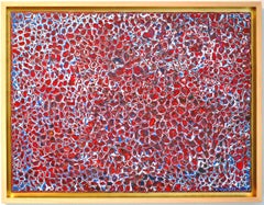 Hiden Layers Of Red  - Encaustic Abstract Painting On Canvas, Framed 