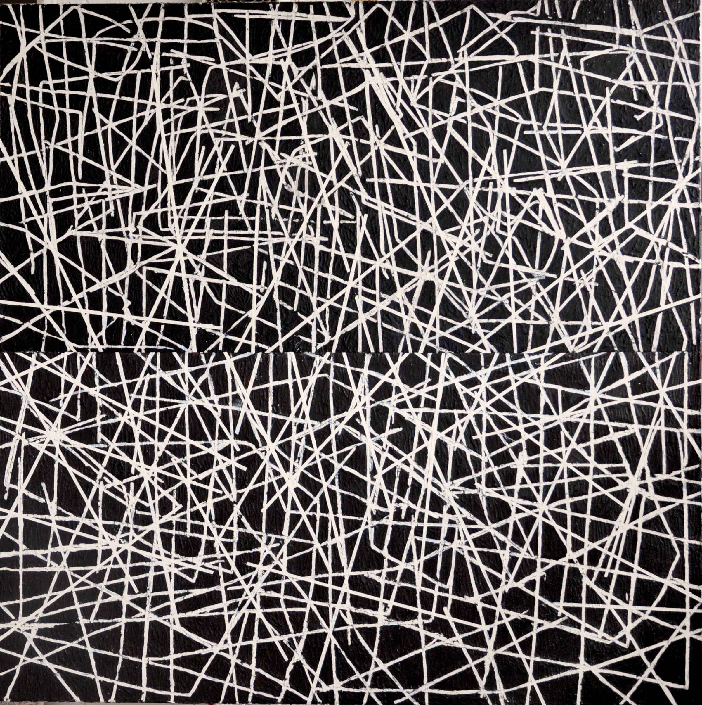 Network - Conceptual Encaustic, Marble Dust, Oil Pigments Painting On Canvas 