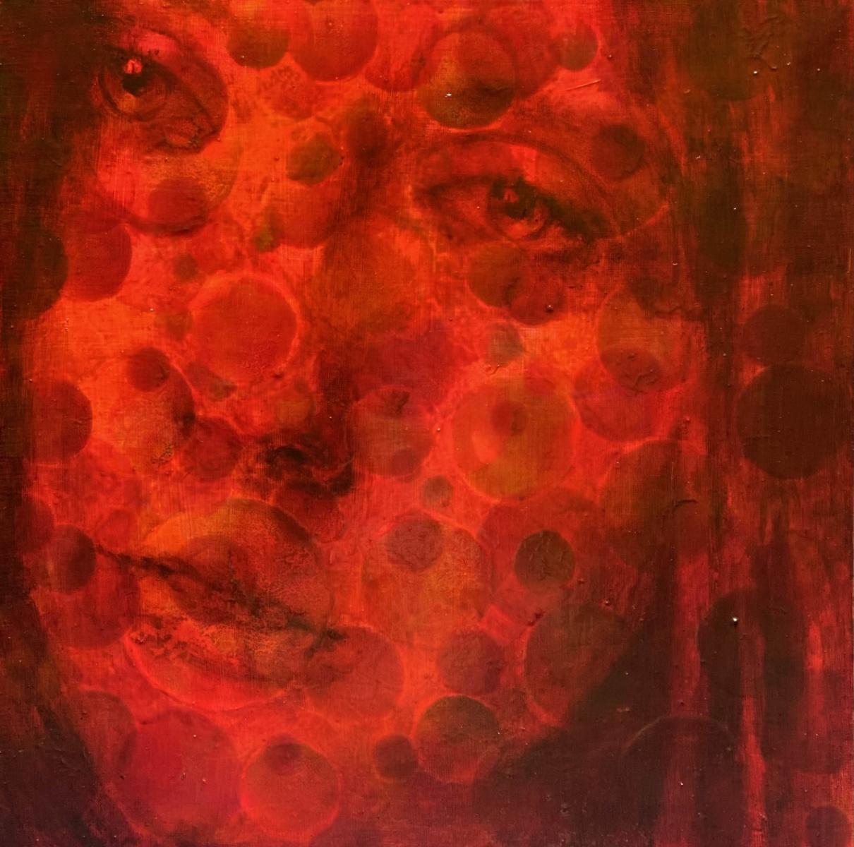 Il suo viso. Ritratto figurativo contemporaneo dipinto ad olio su tela, artista polacco