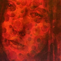 Su cara. Retrato figurativo contemporáneo pintura al óleo sobre lienzo, artista polaco