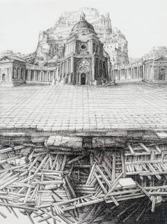 Pequeño Imperio. Grabado figurativo en cobre, Arquitectura, Artista polaco