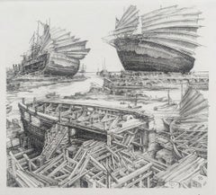 Krzysztof Skorczewski - The Theseus's Ship, Figurative Copperplate Print, Mythology, Polish artist The Theseus's Ship, Figurative Copperplate Print, Mythology, Polish artist