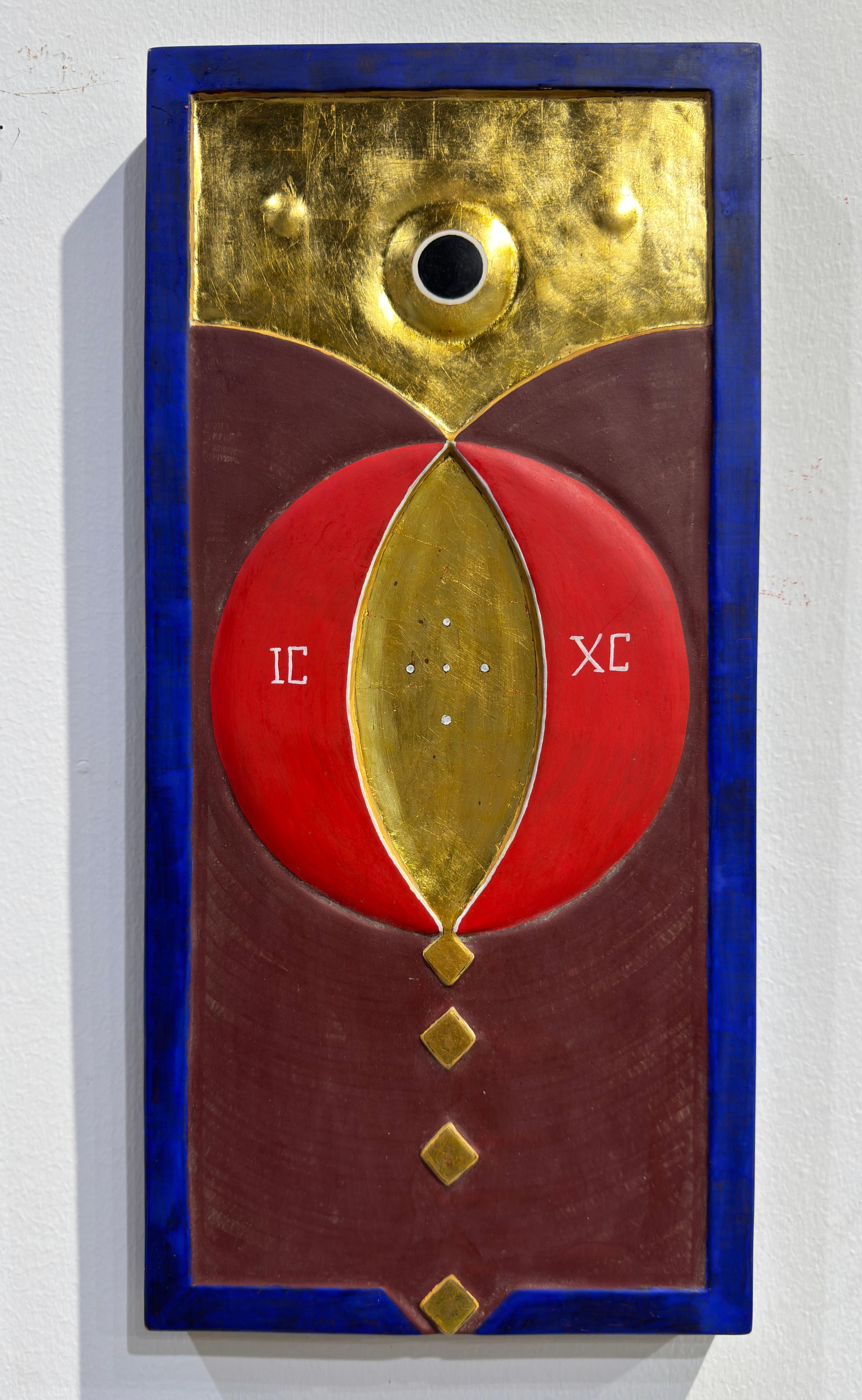 Astrazione sacra su pannello di legno intagliato in 3D - Painting di Krzysztof Sokolovski 