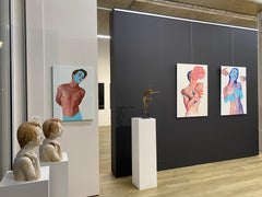Blue Boy- 21 Century Contemporary Modern Painting of a Young Nude Boy
