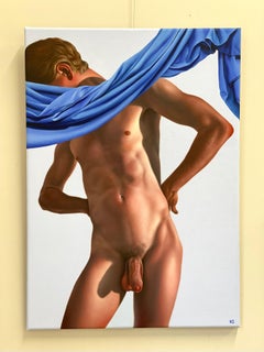 Narcissus- 21 Century Contemporary Modern Painting of a Young Nude Boy