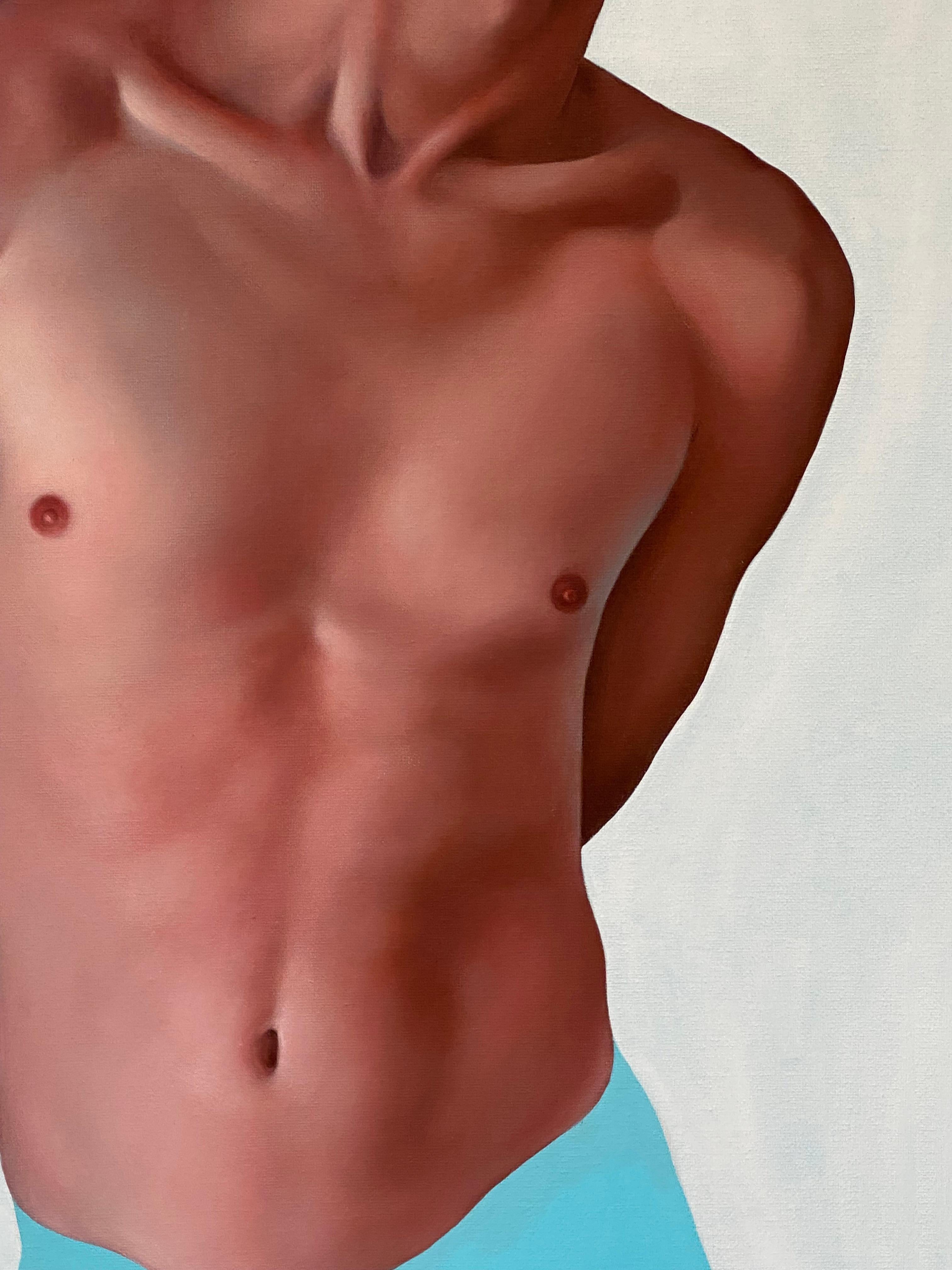 Blue Boy- 21 Century Contemporary Modern Painting of a Young Nude Boy 2