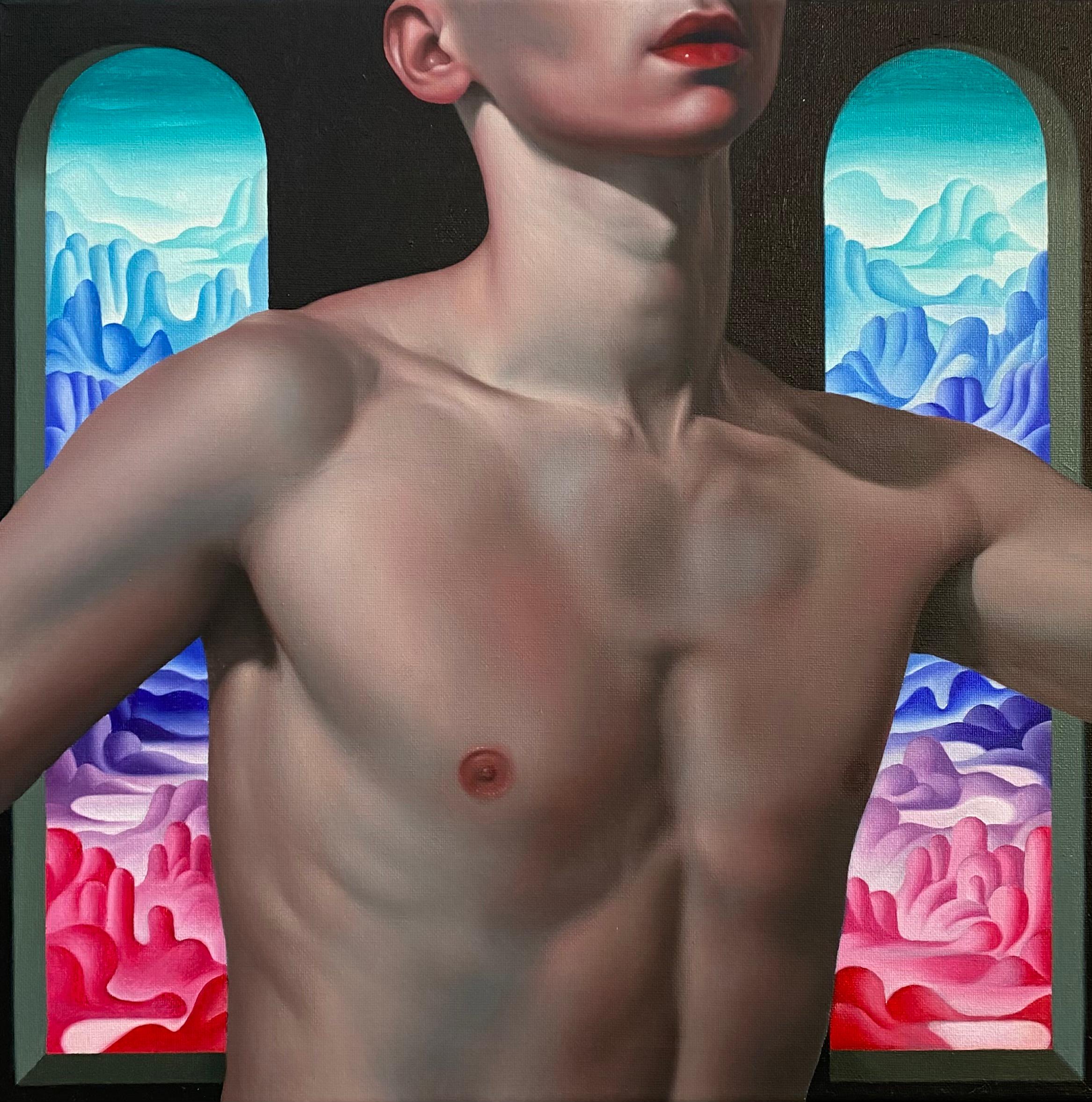 Krzysztof Stępniewski Nude Painting - Midnight- 21 Century Contemporary Modern Painting of a Young Nude Boy