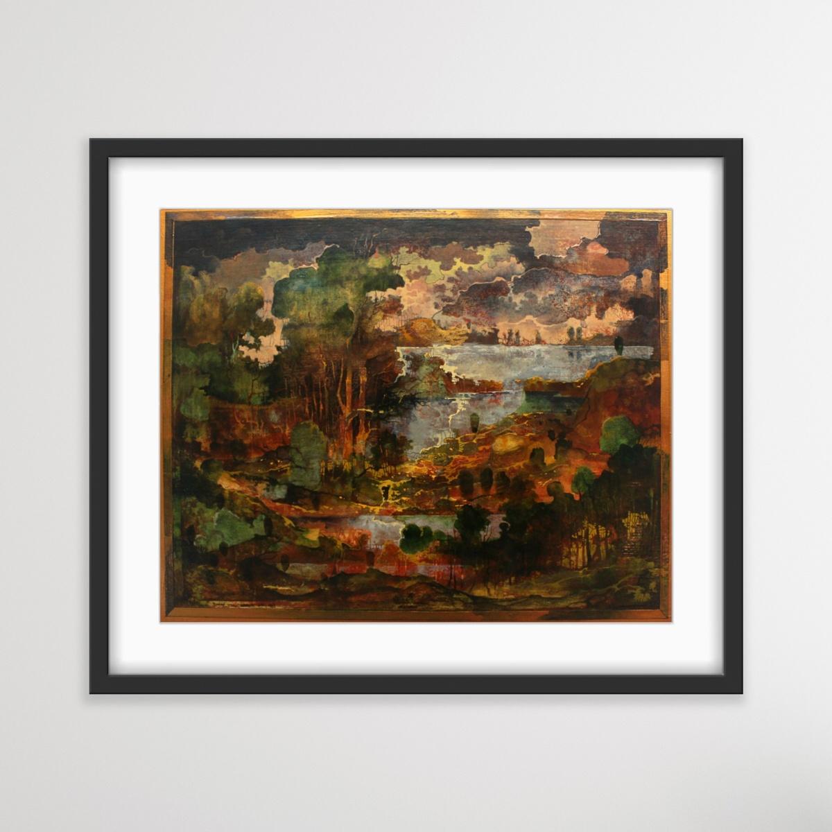 Nocturn - XXI Century, Mixed Media Landscape Print, Muted Colors, Warm Tones For Sale 3