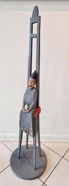 My ocean - Figurative Wooden Sculpture, Polichrome, Polish art