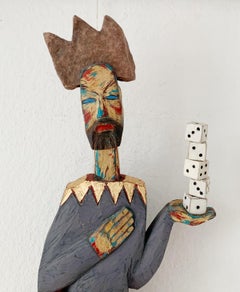 Player - Figurative Wooden Sculpture, Polichrome, Polish art
