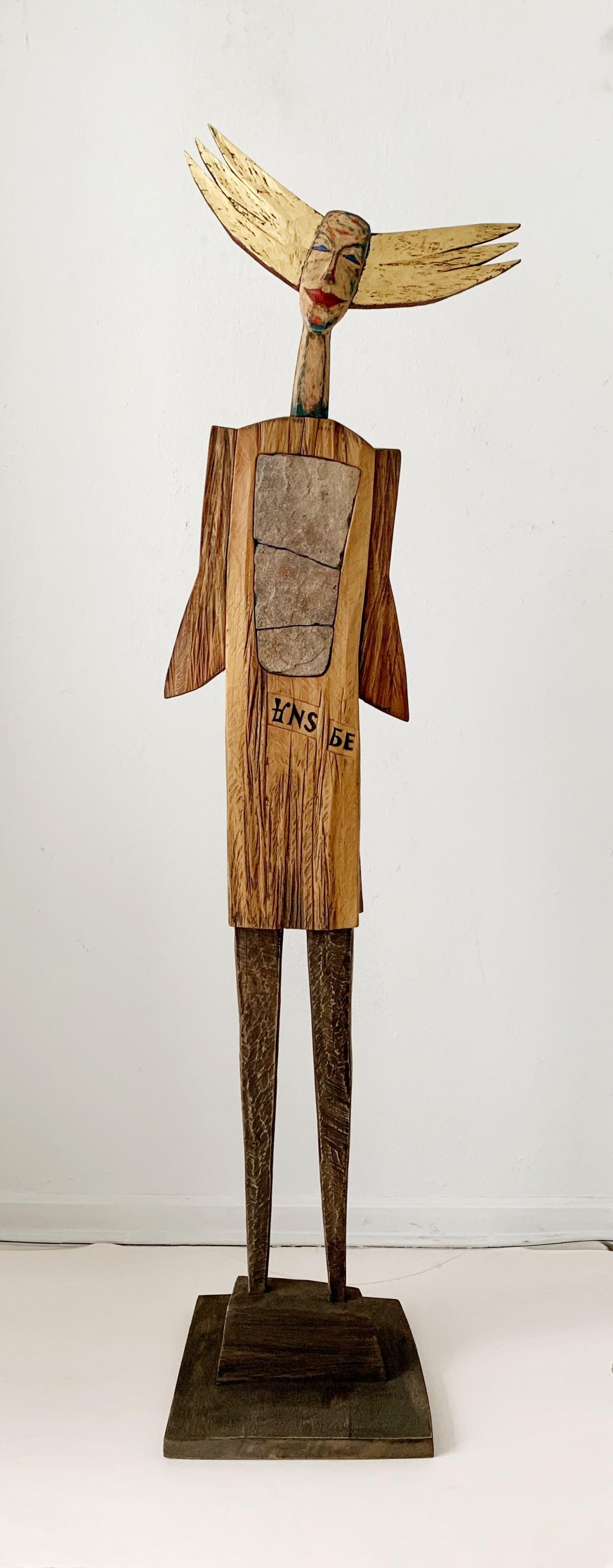 Figurative Sculpture Krzysztof Zielinski - Sans titre - Sculpture figurative en bois, Polichrome, art polonais