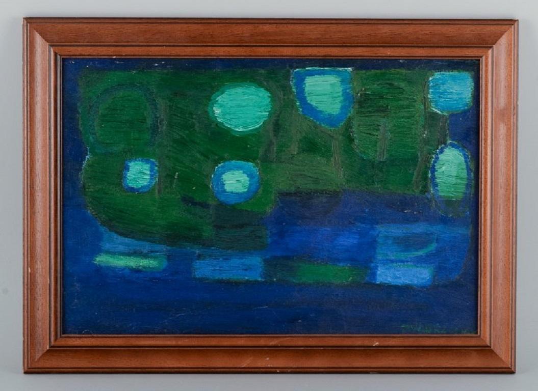 Krzysztofa Zwierz-Ciok (1963-2016), a Polish artist.
Abstract composition.
Oil on board.
Signed.
Late 1900s.
Framed in 1997.
In perfect condition.
Dimensions: 43.0 x 28.5 / total 52.0 x 38.0 cm.

Krzysztofa Zwierz-Ciok was born in 1963 in Brzesko,