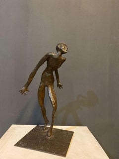 Figura della rampa, scultura in bronzo, colore nero di un artista indiano moderno "In magazzino"