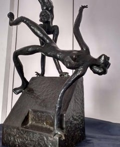 Zwei Paar:: Bronzeskulptur:: schwarze Patina von modernem indischen Künstler:: „Auf Lager“