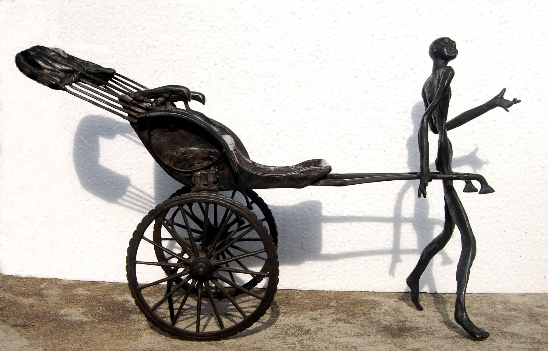 Canción del Camino, Musui tirando de Rickshaw de Mano por Artista Indio Moderno 