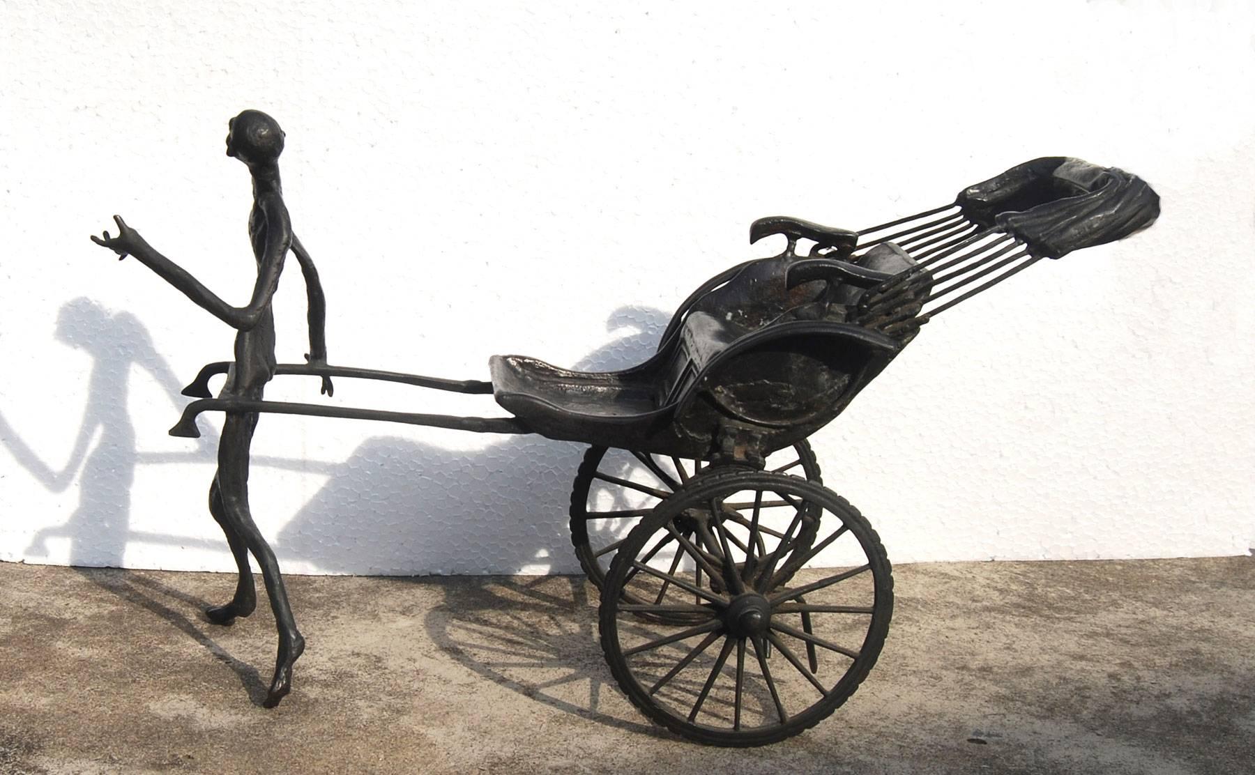 Song of the Road, Musui pulling Hand Rickshaw by Modern Indian Artist 