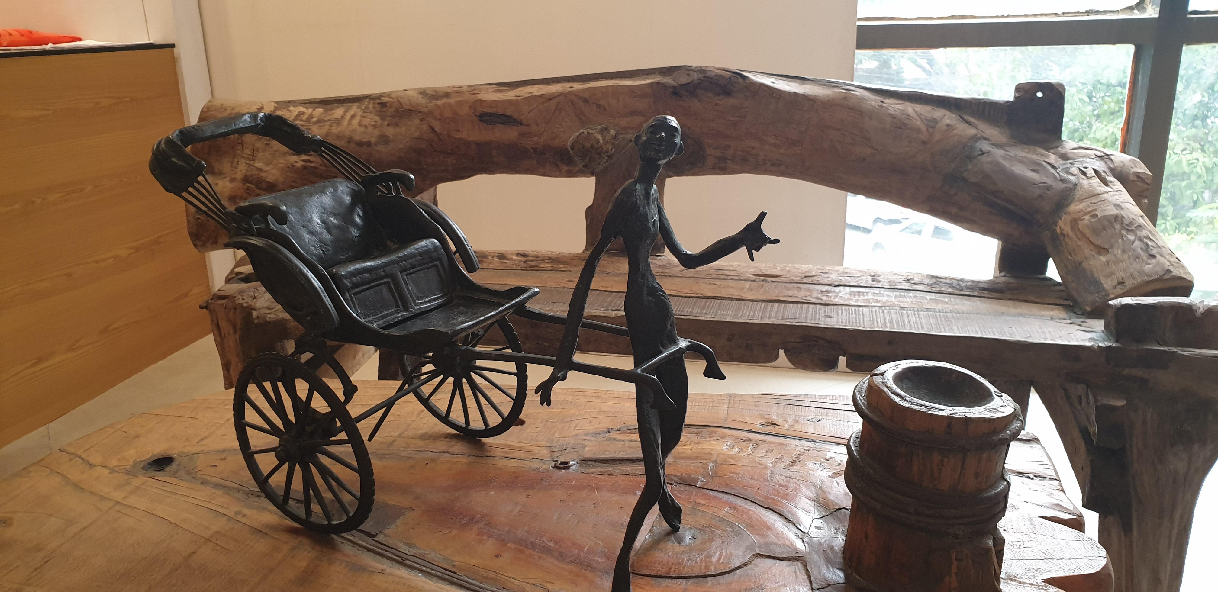 Canción del Camino, Musui tirando de Rickshaw de Mano por Artista Indio Moderno 
