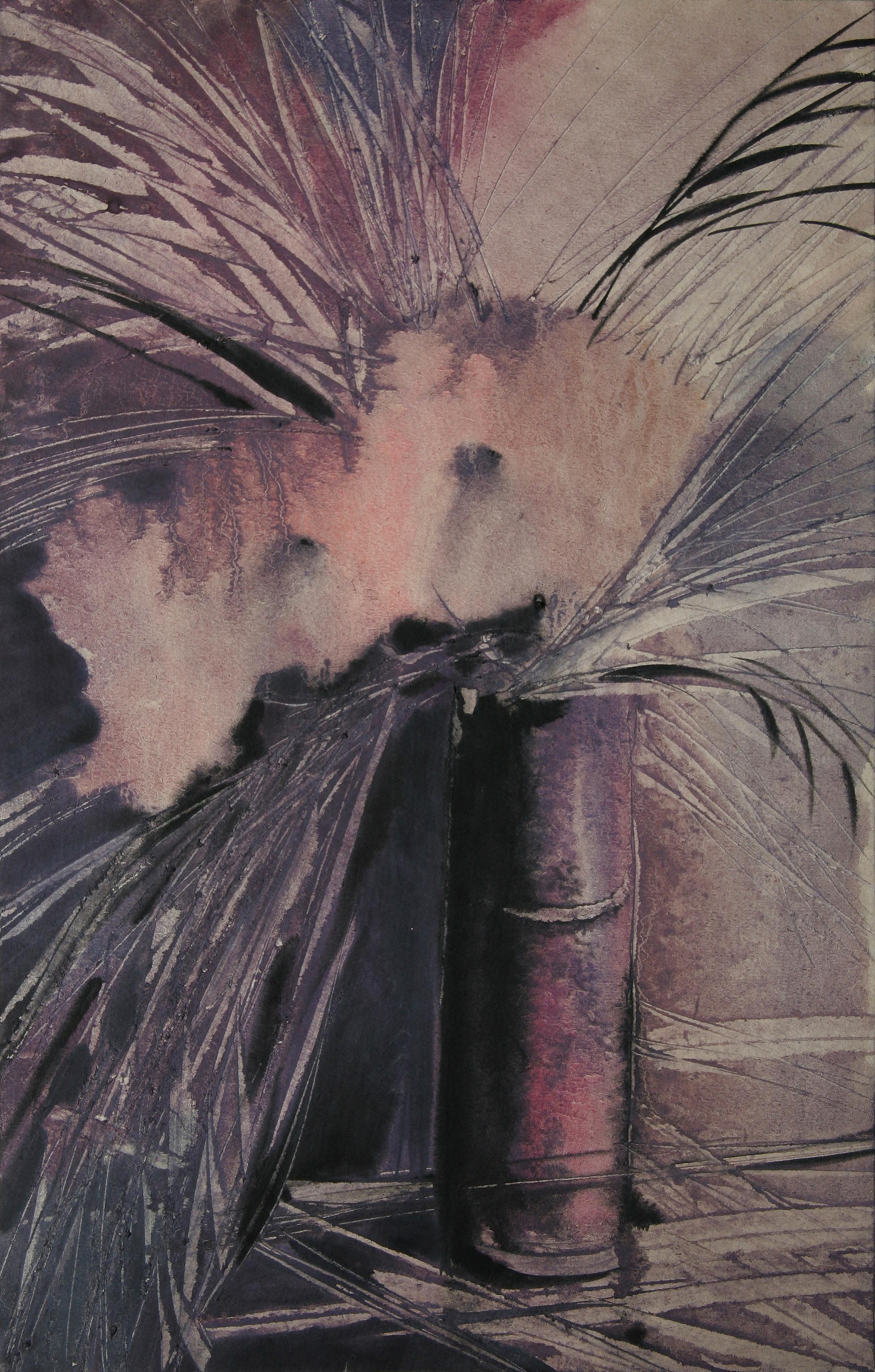 Dal ciclo Fuoco Lirico, 55х35cm, guazzo, carta, rasoio