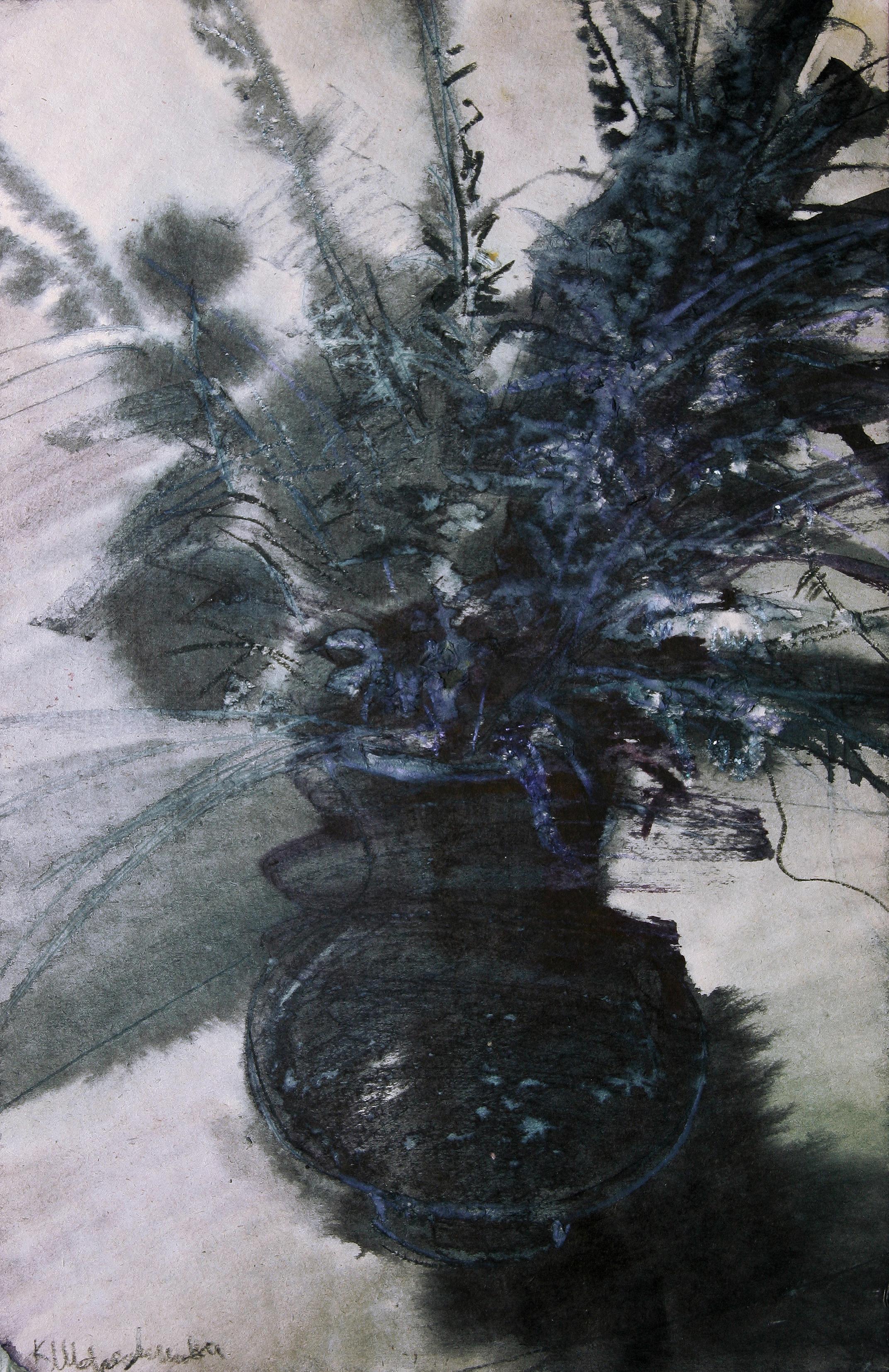 From the cycle LYRICAL Fire, 55х35cm, gouache, paper, razor