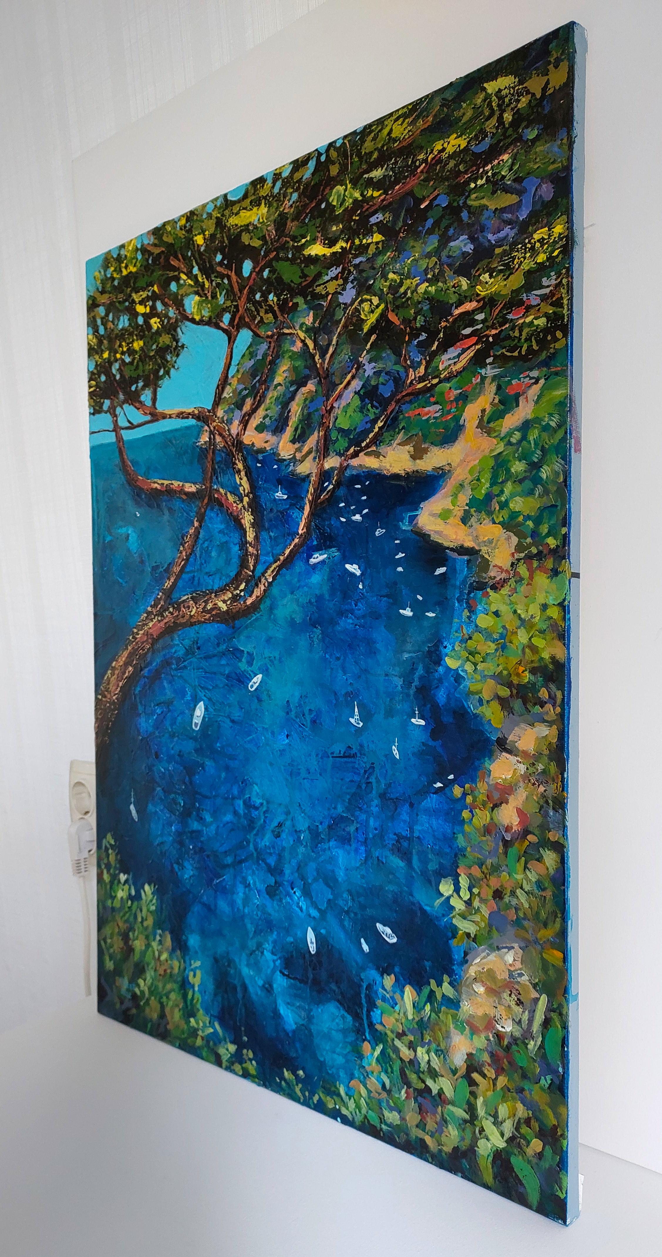 Amalfi Coast Positano Italian Seascape Original Acrylic Painting For Sale 5