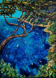 Costa Amalfitana Positano Paisaje Marino Italiano Pintura Acrílica Original