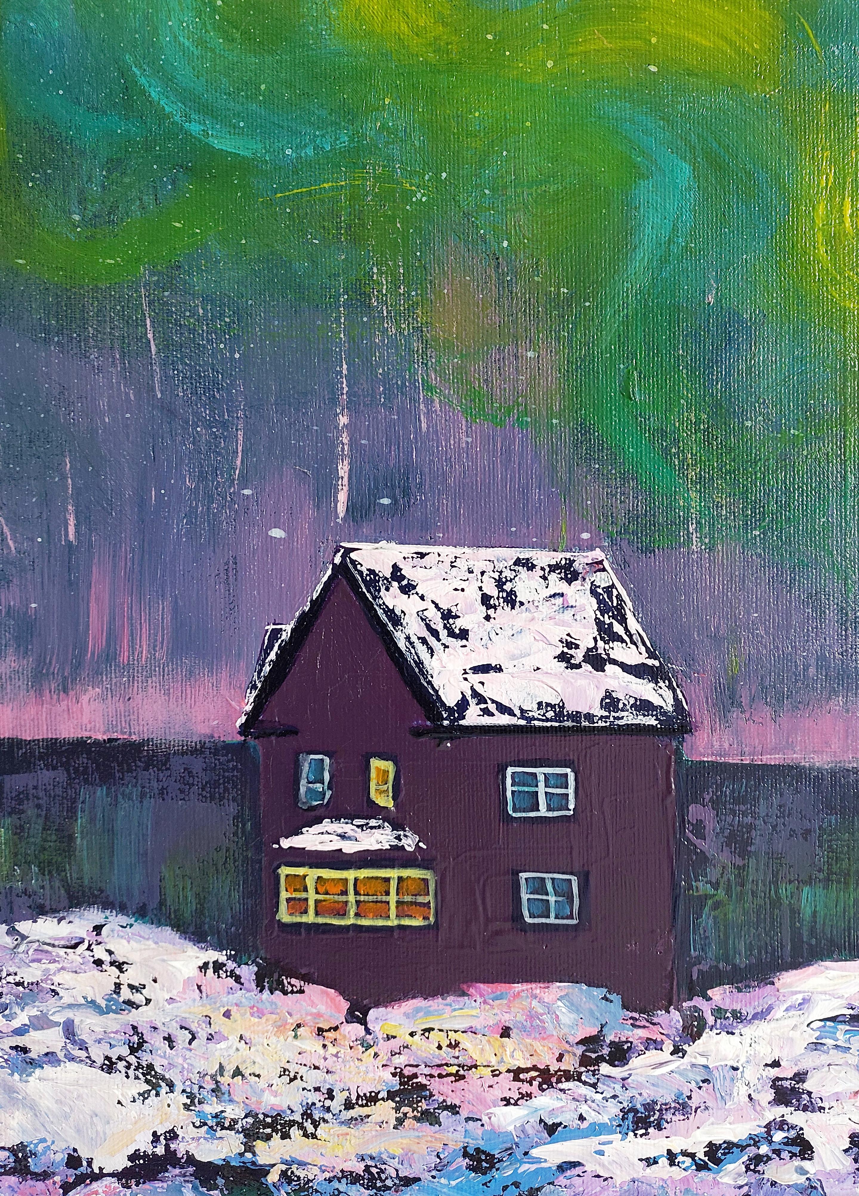 Aurora Borealis - Post-Impressionist Painting by Ksenia Tsyganyuk