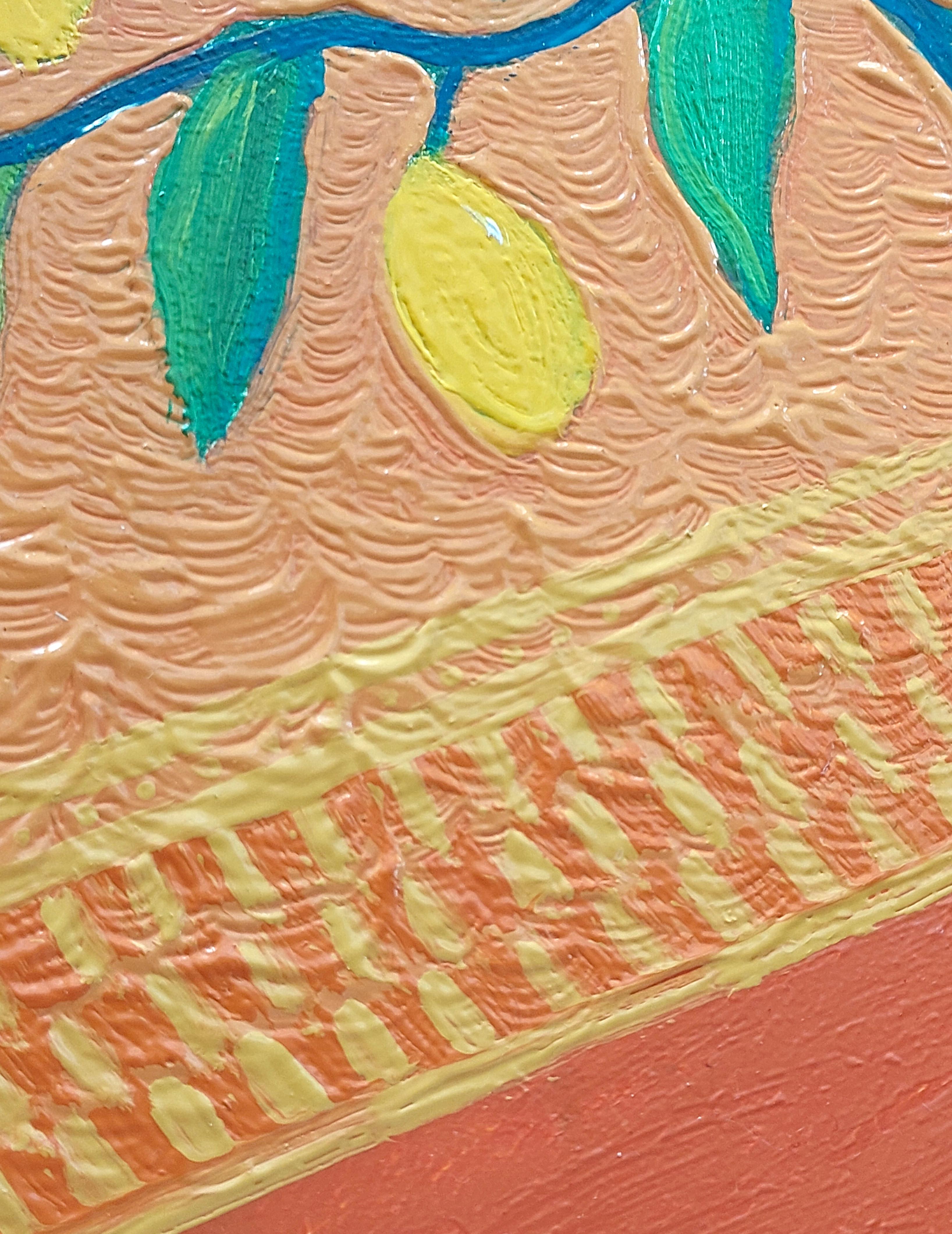 Bodegón de cítricos con limón Pintura al óleo original en venta 1