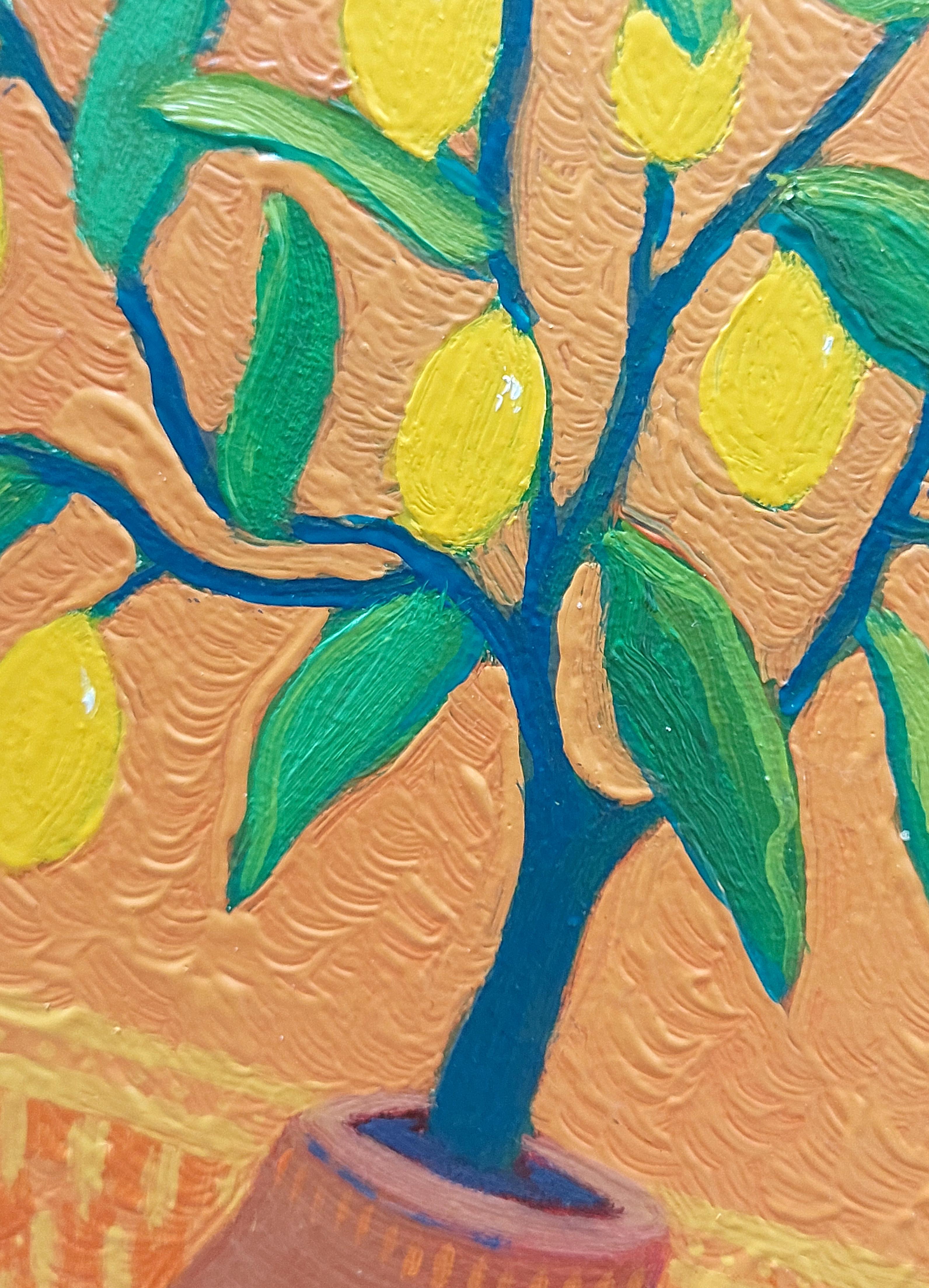 Bodegón de cítricos con limón Pintura al óleo original en venta 2