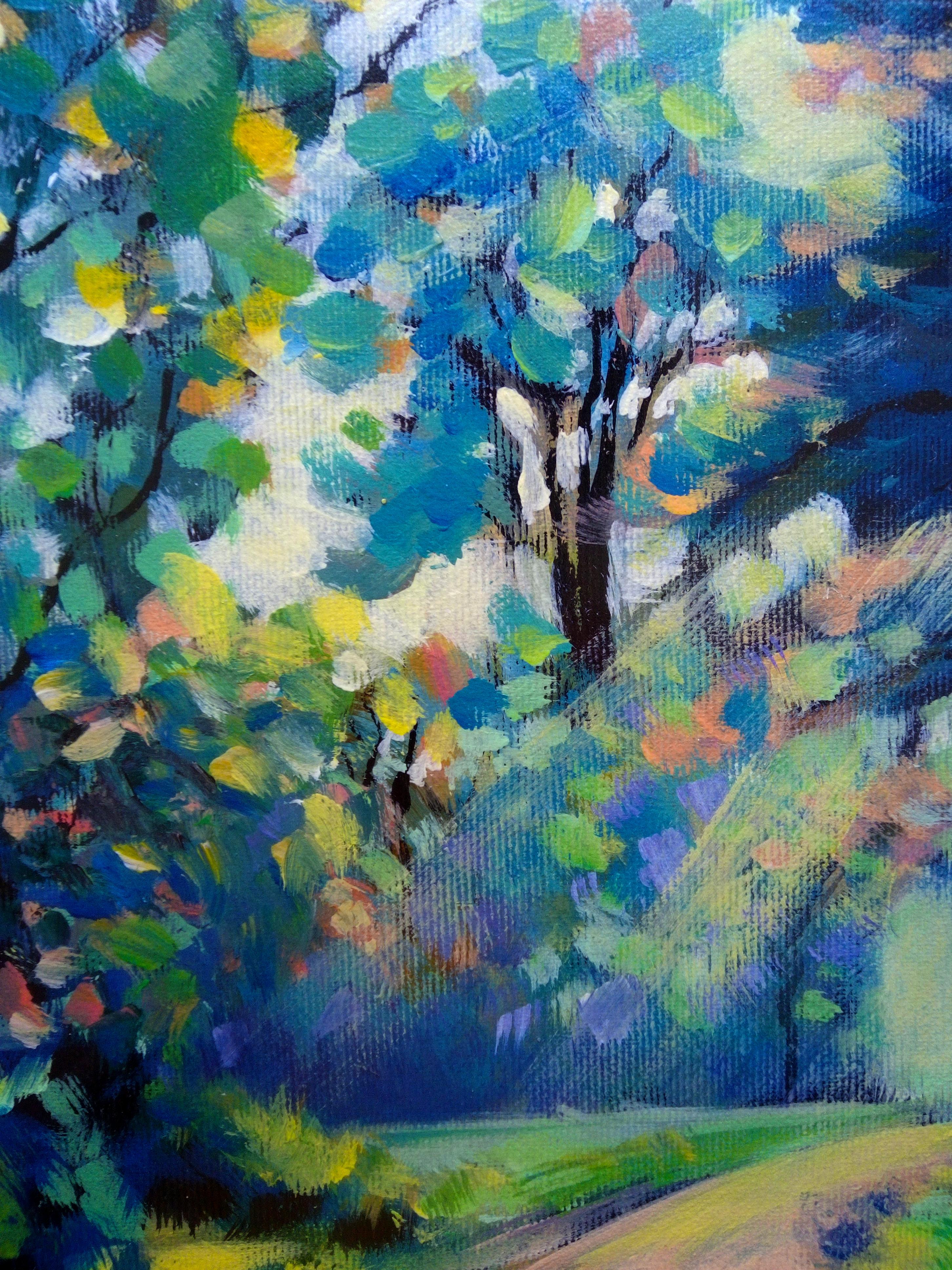 Strada forestale Luce Ombra Nature Paesaggio. Quadro originale incorniciato in vendita 2
