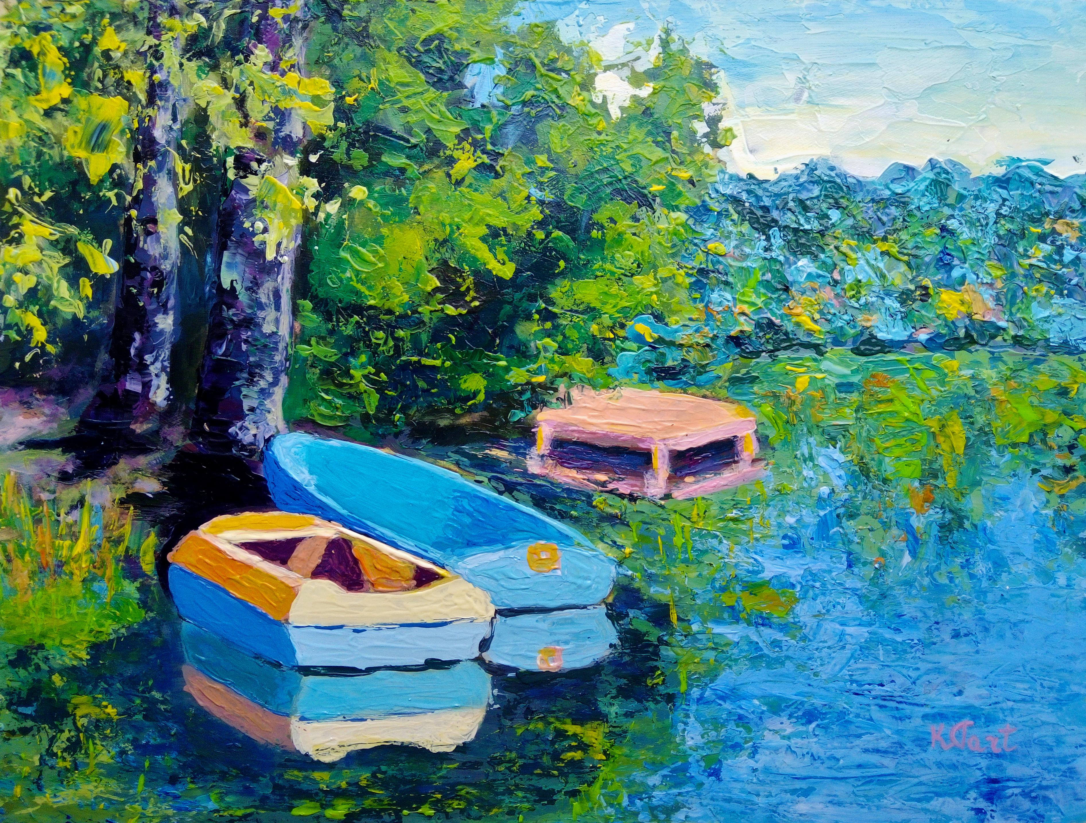 Ksenia Tsyganyuk Landscape Painting - Happy lake