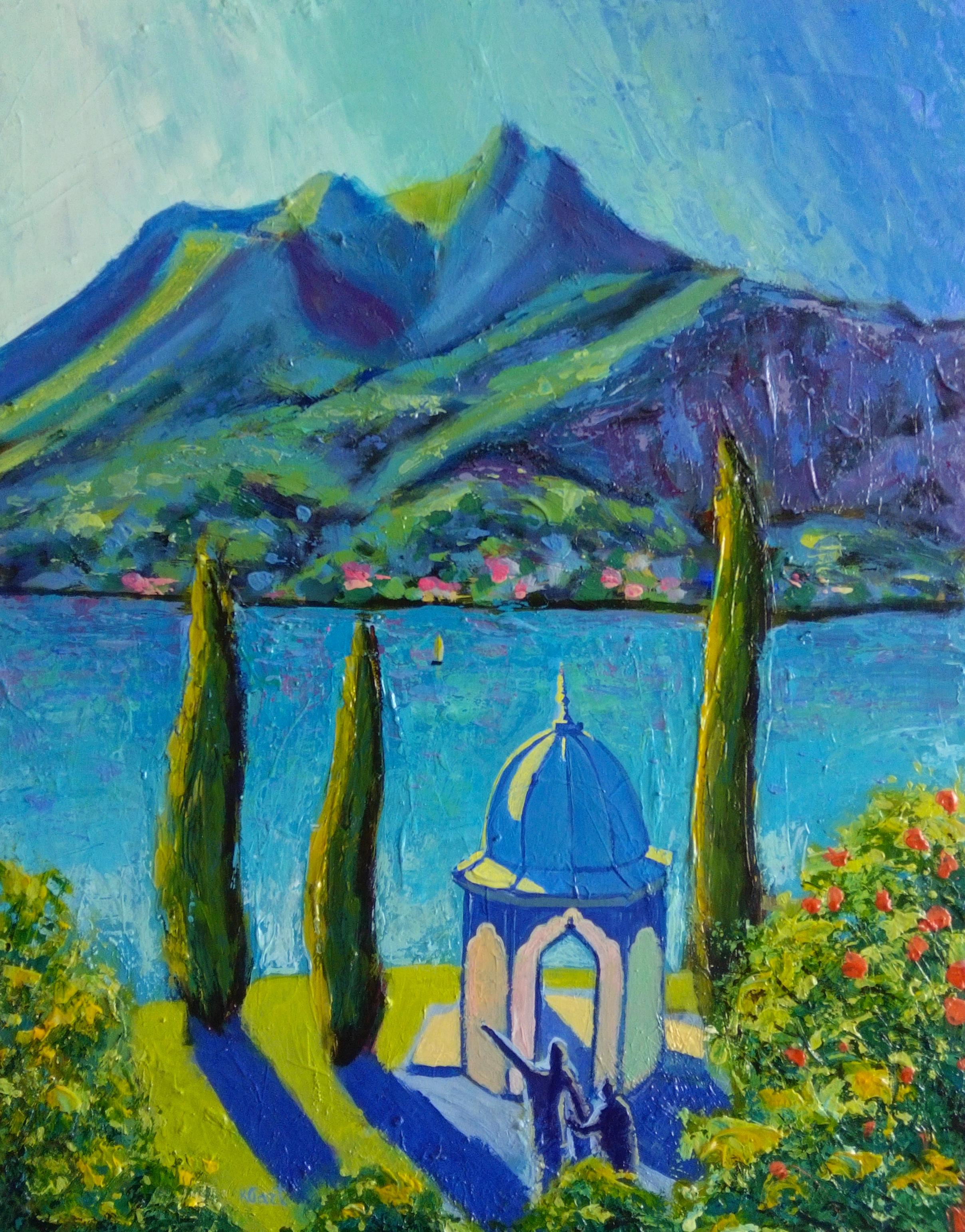 Lake Como Italy Landscape. Original Painting on Canvas